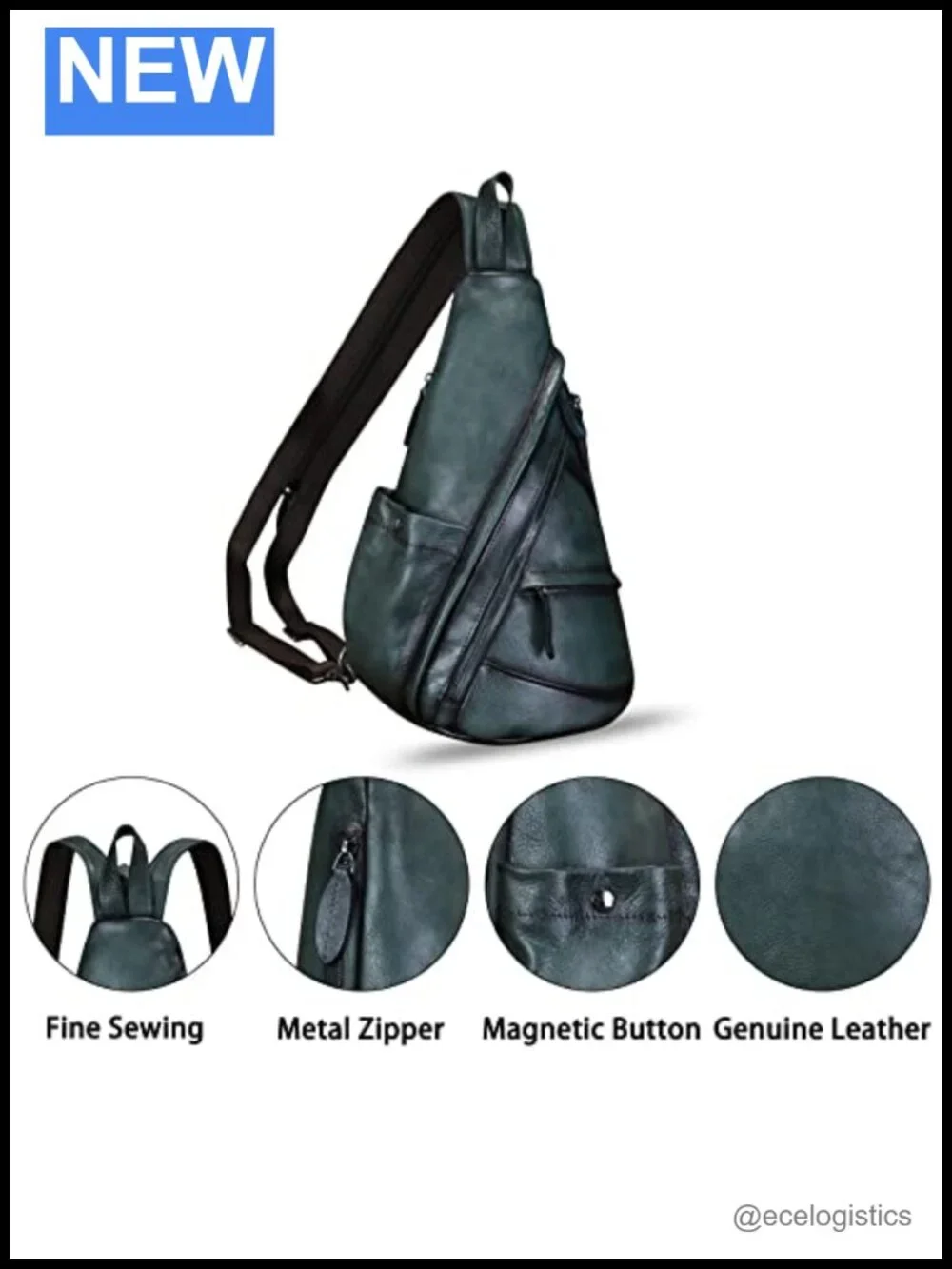 Genuine Leather Sling Bag Crossbody Backpack Chest Bag